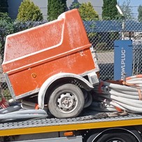 construction machine on a truck